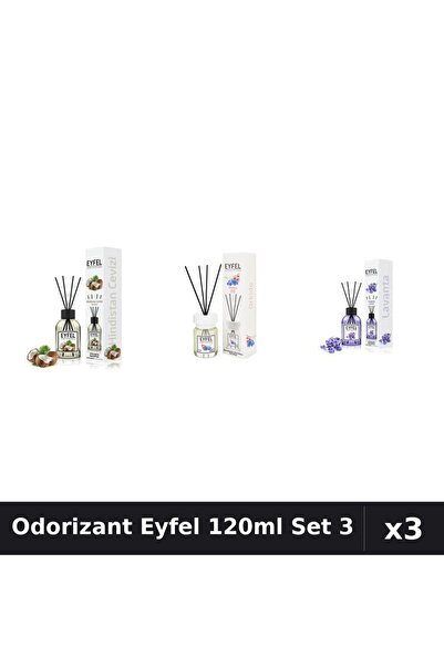 Eyfel Set 3 Odorizant Camera Betisoare 120ml - Lavanda, Orhidee, Nucă Cocos