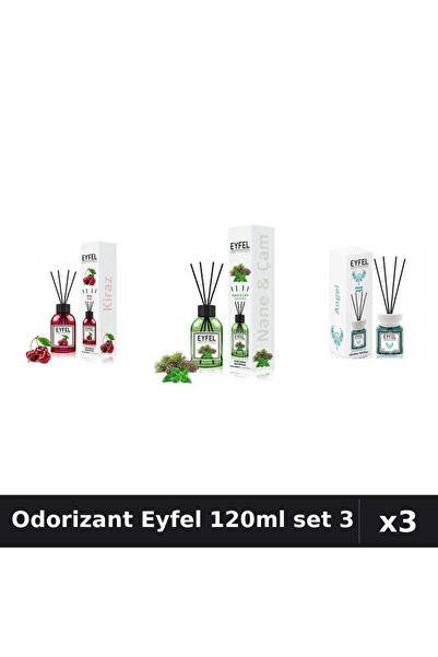 Eyfel Set 3 Odorizant Camera Betisoare 120ml - Cireșe, Pin Mentă, Angel