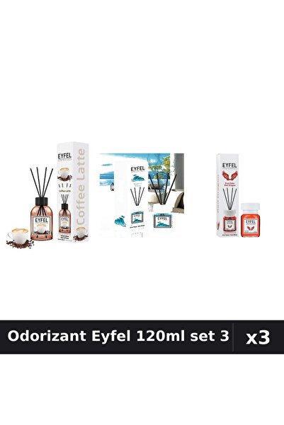 Eyfel Set 3 Odorizant Camera Betisoare 120ml - Cafea, Ocean, Red Dragon