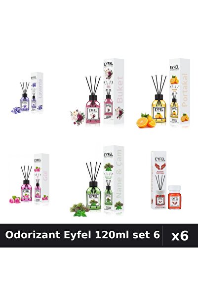 Eyfel Set 6 Odorizante Camera Betisoare - 6 Arome Asortate, 120ml Parfum