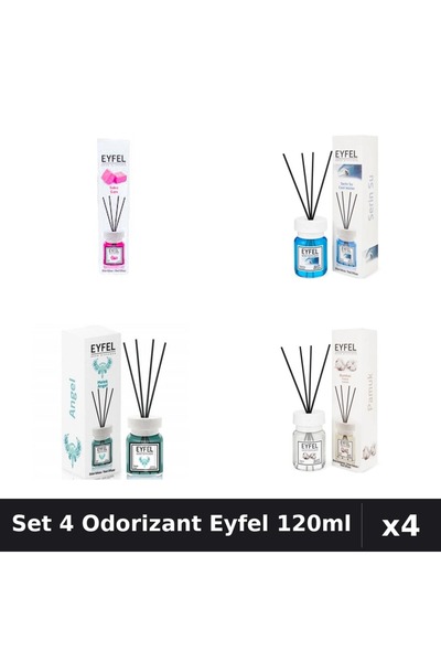 Eyfel Set 4 Odorizante Camera Betisoare, Angel, Bubble Gum, Bumbac, Cool Wate...