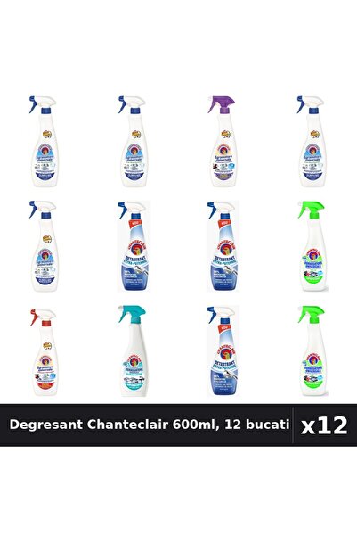 Chanteclair Set 12 Degresant Universal 600ml - 6 Arome Asortate, Detartrant 6...