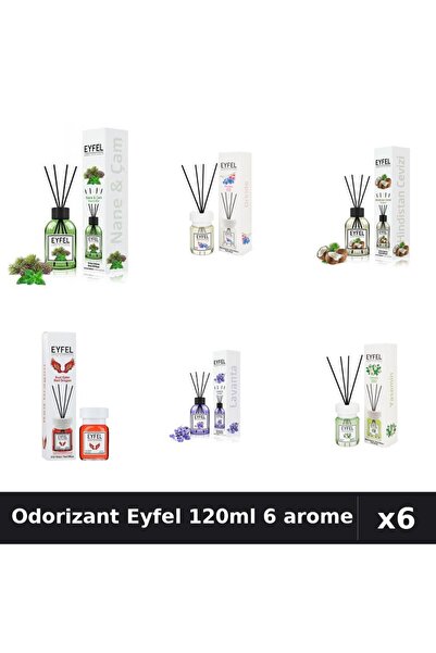 Eyfel Set 6 Odorizante Camera Betisoare - 6 Arome Asortate, 120ml Parfum Intens