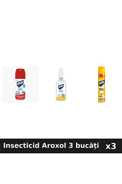 Aroxol Set 3 Insecticid 100ml, 580ml, 85ml - Spray și Loțiune Repelent