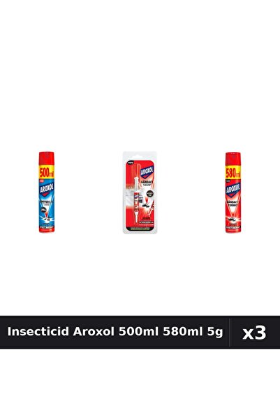 Aroxol Set 3 Spray Insecticid 500ml 580ml + Pastile Anti-Insecte 5g - Protectie