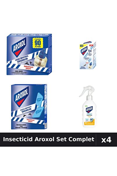 Aroxol Set 4 Insecticid - Aparat Electric 45 nopți, Pastile 30 buc, Loțiune 2...