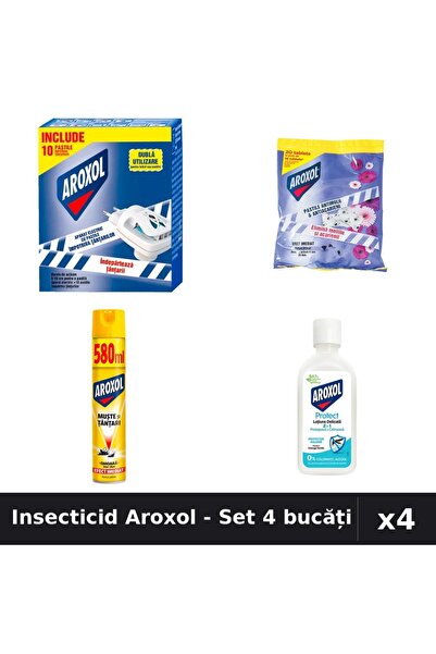 Aroxol Set 4 Insecticid - Pastile, Spray 580ml, Loțiune Repelent 85ml - Prote...