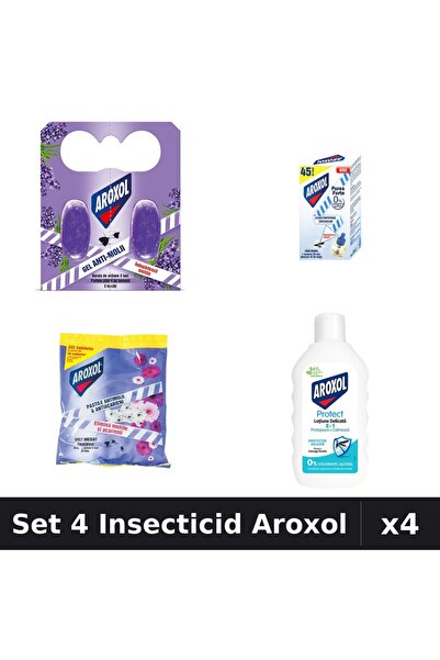 Aroxol Set 4 Produse Anti-Insecte - Aparat Electric & Rezerve Aroxol, Loțiune...