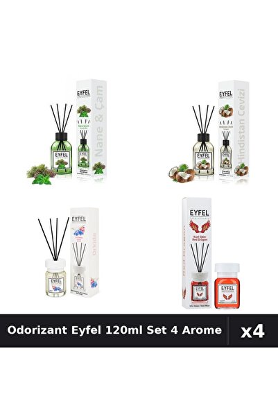 Eyfel Set 4 Odorizant Camera Betisoare 120ml - Pin Menta, Cocos, Orhidee, Red...