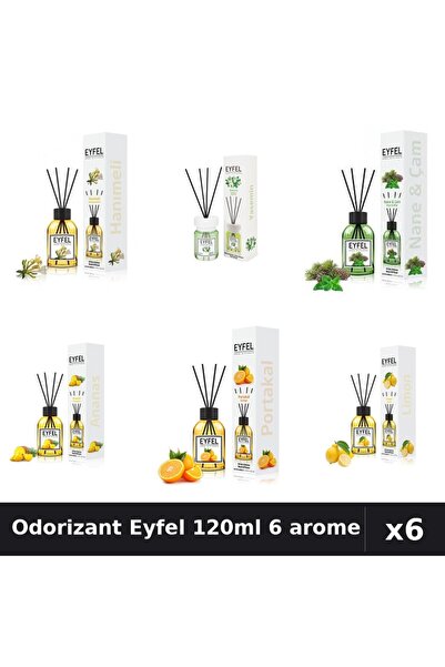 Eyfel Set 6 Odorizante Camera Betisoare 120ml - 6 Arome Asortate Parfum Intens