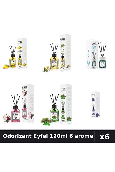 Eyfel Set 6 Odorizante Camera Betisoare - 6 Arome Asortate, 120ml Parfum Intens