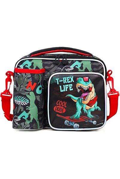 Eazy Kids Lunch Bag - Dinosaur Design Water Bottle Bag, Green Color