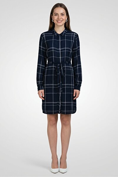 Great Plains Women Windowpane Pattern Shirt Dress, Navy