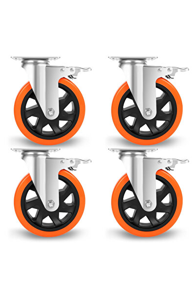 OEM Resistant polyurethane wheels 150mm, 360° swivel, double brakes, for 1000...