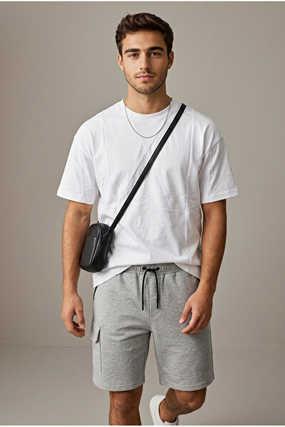 ETEN Contrast Pocket Detailed Grey Melange Elasticated Shorts