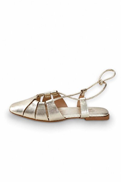 5in1Canpolat Gold Leather Tied Sandals 39925