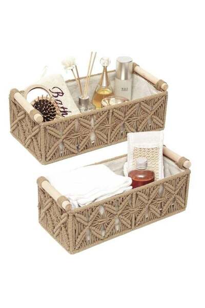 Arabest 2-Piece Boho Decor Woven Storage Baskets,2 Sizes,Handmade Cotton Rope...