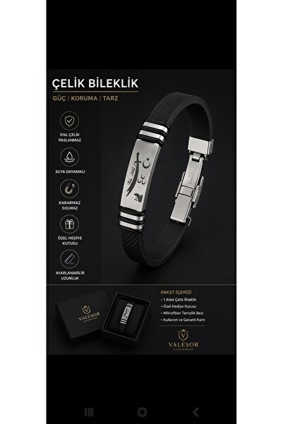 Akgümüş Zulfikar detaylı bozkurt ayyildiz 3 hilali celik bileklik