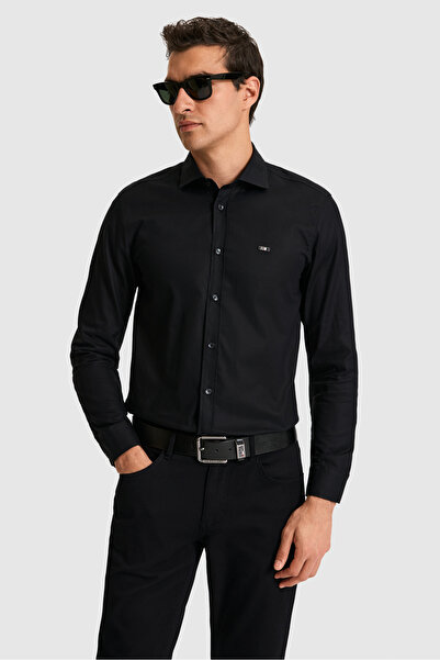 U.S. Polo Assn. Men's Black Long Sleeve Basic Shirt 50322171-Vr046