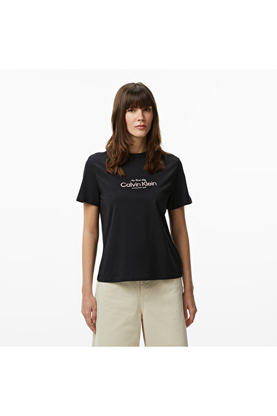 Calvin Klein Classic Nyc Logo Kadın Siyah T-Shirt