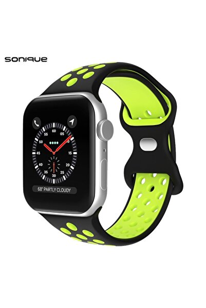 Sonique Λουράκι Σιλικόνης Sport για Apple Watch (38/40/41MM) Μαύρο / Λαχανί