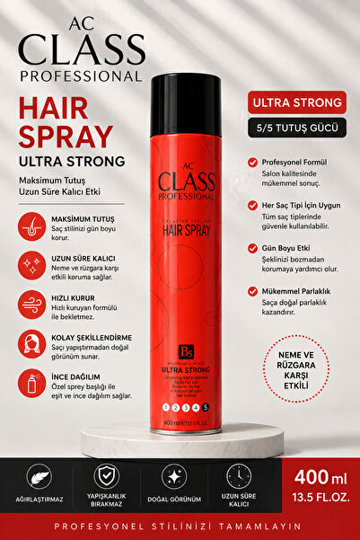 Guis Giyim Ve Kozmetik AC Class Professional Hair Spray Ultra Strong 400 ml |...
