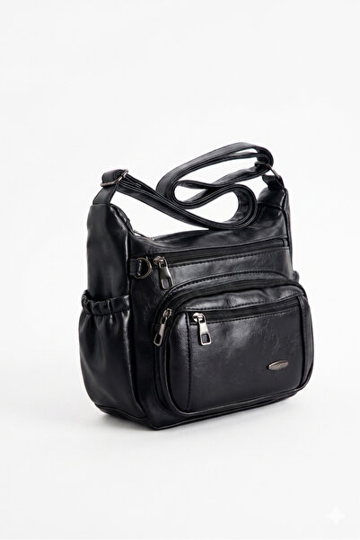 PurpleART Women's Black First-Class Vegan Leather Multi-Compartment Crossbody...