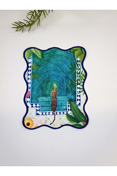 decofav Tropical Leopard Pool Embroidery Edge Cocktail Napkin 1 Piece