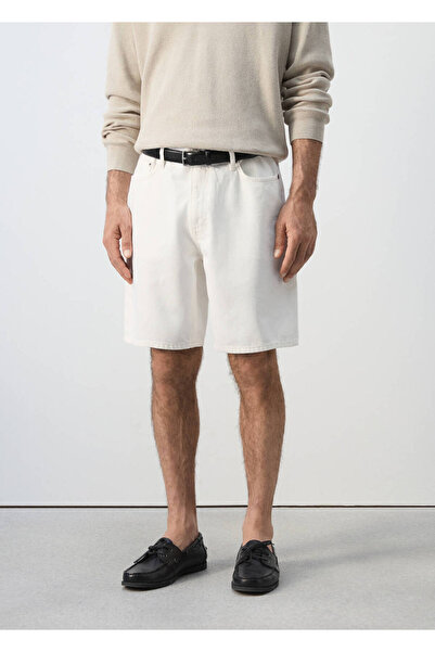 MANGO Man Düz denim Bermuda şort