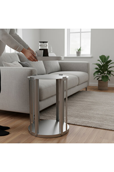 UYART HOME Çıkarılabilir Tepsili Metal Yan Sehpa – Modern Siyah Zigon Sehpa, ...
