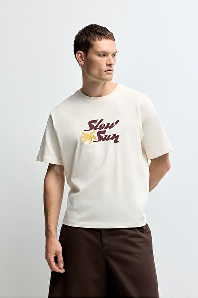 LEFTIES İşlemeli yazılı t-shirt