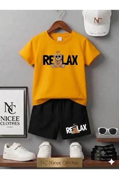 NC Nicee Clothes LETNJA DEČJA MAJICA I KRATKE HLAČE UNISEKS (CRNI RELAX MEDVE...