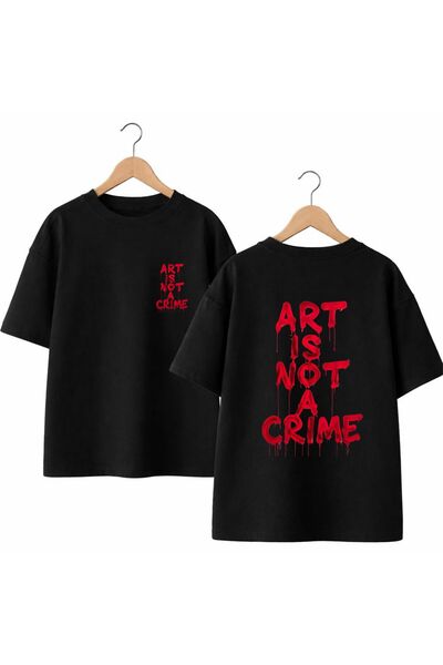 playwear تي شيرت Art Is Not A Crime مطبوع من الخلف والصدر، مصنوع من القطن بنس...