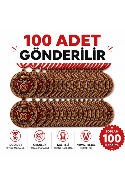 HiperAD Reklam OKÇULUK YARIŞMASI ÜÇÜNCÜLÜK MADALYASI Metal | Ödül Madalyası ÜÇÜNCÜLÜK Yarışma Okul Spor Tören OKÇULUK 100 ADET