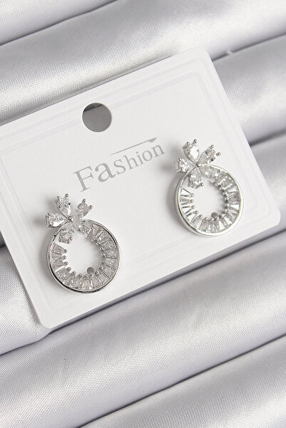 Generic Brand Nevamel ®   Brass Silver Color Zircon Stone Hoop Model Flower F...