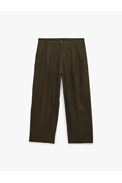 Koton Relaxed Fit Cotton-Linen Blend Pleated Trousers