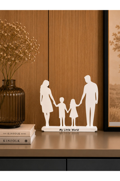 Gragold3Design Anne Baba İki Çocuk Aile Silüeti Dekoru (My Little World) Deko...