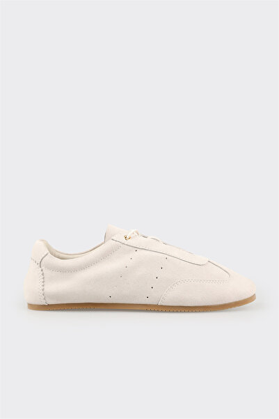 Elle Shoes Ekru Deri Kadın Spor Ayakkabı