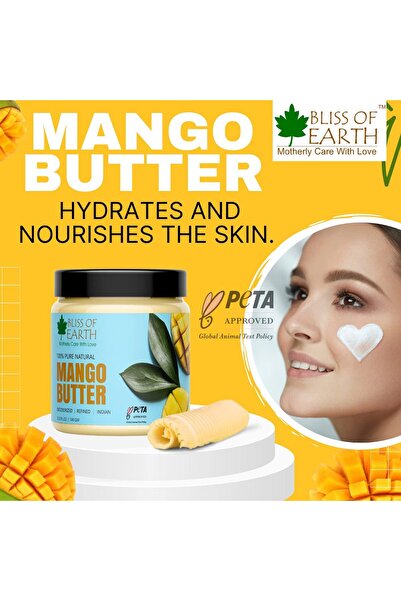 Bliss of Earth Mango Butter, 100g - Pure Natural Body Butter | Cosmetic & DIY Skincare Use