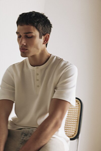 Pull & Bear Henley yaka slim fit tişört
