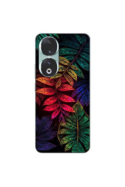 OEM Husa compatibila cu Honor 90 5G Silicon Gel Tpu Model Minmal Neon Leaves ...
