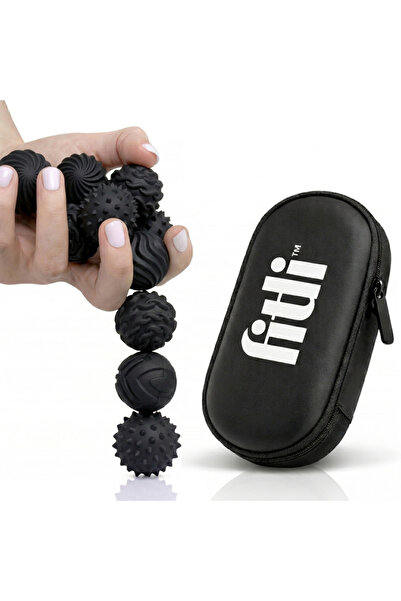 Fitli Set de 8 mingi magnetice senzoriale anti-stres, cu texturi variate, negre