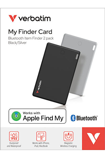 Verbatim Κάρτα Εντοπισμού Apple Find My Μαύρο Ασημί 2 Τεμάχια Επαναφορτιζόμενη