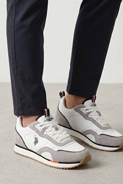 U.S. Polo Assn. Ανδρικά αθλητικά παπούτσια σε λευκό και γκρι χρώμα - Άνετα κα...