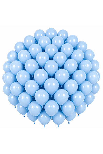 BeySüS Blue Color Latex Macaron Balloons (30 cm) - 50 Pieces