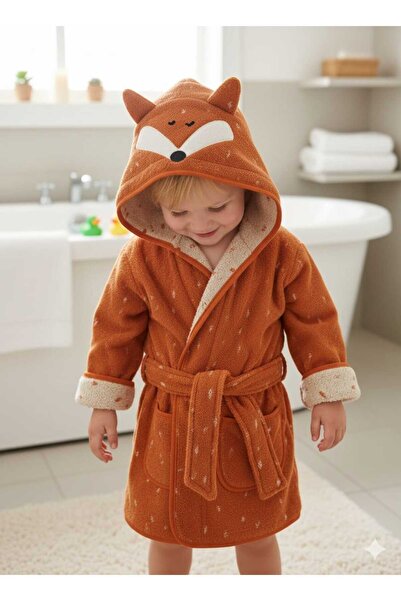 PAMUK HANIM Outlet 100% Cotton Baby Girl-Boy Bath Towel Bathrobe/Fox