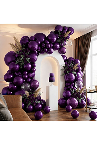 BeySüS Purple Color Latex Metallic Balloon (30 cm) - 100 Pieces