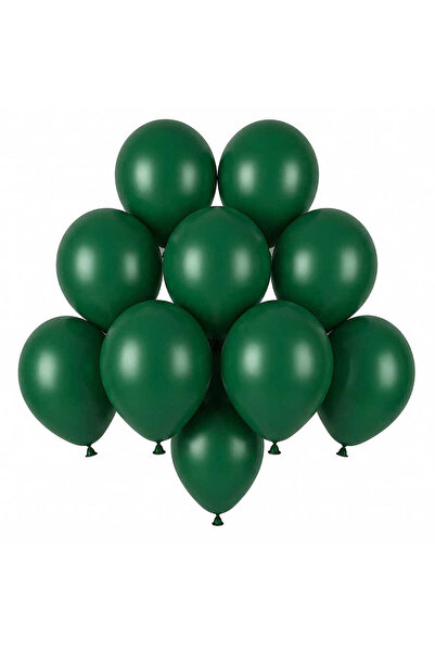 BeySüS Dark Green Color Latex Pastel Balloon (13 cm) - 10 Pieces