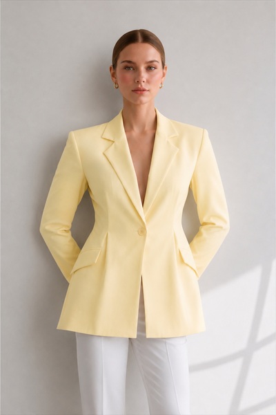 S Modest Collection BELDEN OTURTMALI KREP KUMAŞ ASTARLI BLAZER CEKET