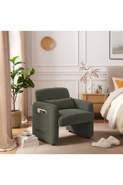 homejoyz كرسي بذراعين قماش شانيل وخشب سويدي – فيولا – 80×79×77 سم